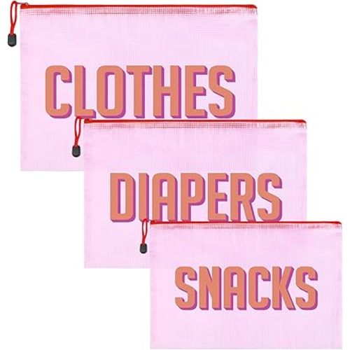 3pcs Hospital Bag Organizing Pouches for Labor and Delivery, Maternity Essentials Diaper Bag Organizer for Mom Travel - Pink
