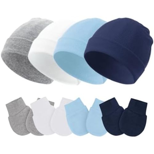 Baby Hats and Mittens Newborn Hats Gloves Infant Beanie Soft Cap Mitten Sets for 0-6 Months Boys Girls