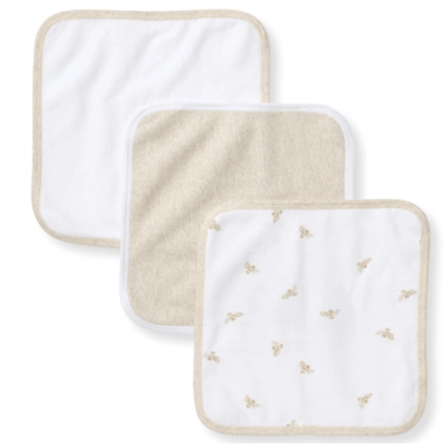 Golden Bee Organic Cotton Knit Terry Washcloths 3 Pack - Oat