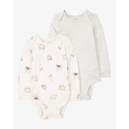 Baby 2-Pack Animal Print Long-Sleeve PurelySoft Bodysuits - Carter's | Carter's