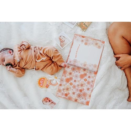 Lucy Darling Baby Memory Book, Themed Baby First Year Book, First 5 Years Journal & Photo Album for Baby Boy/Girl, Keepsake Books, Gender Neutral Memories & Milestone Book, Mom Gift - Flower Child