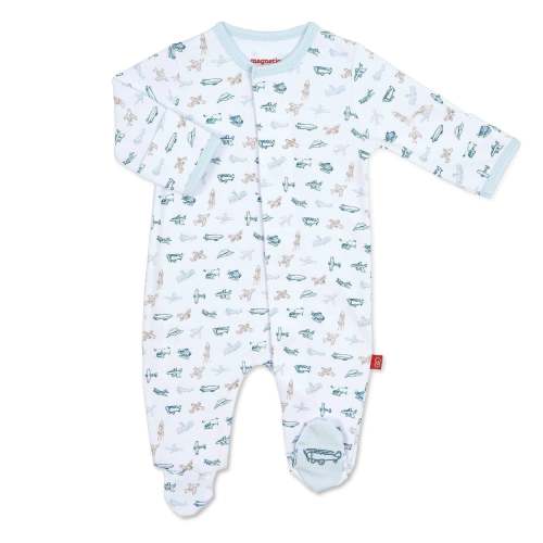 airplanes organic cotton magnetic parent favorite footie NB