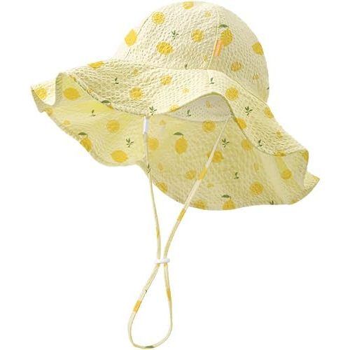 HONGTEYA Baby Sun Hat Toddler Girl Beach Hat Adjustable Outdoor Summer Hat UPF 50+ Sun Protection Wide Brim Infant Kids