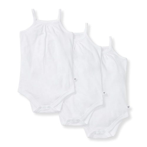 Burt's Bees Baby Girls' One-Piece Organic Cotton Camisole Bodysuits, 3-Pack