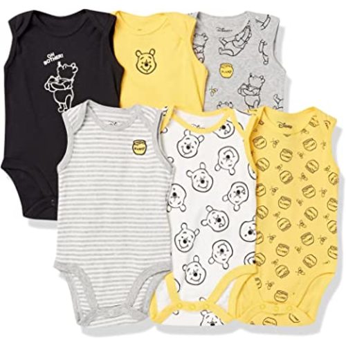 Amazon Essentials Disney | Marvel | Star Wars Unisex Babies Sleeveless Bodysuits, Pack of 6