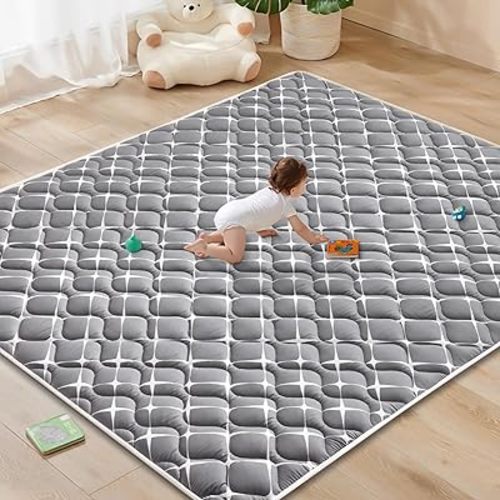 Premium Foam Baby Play Mat 79" X 59", Thicker Foam One-Piece Crawling Mat, Odorless Floor Mat, Non-Slip Cushioned Baby Playmat for Infants,Babies,Toddlers. Machine Washable for Easy Care.