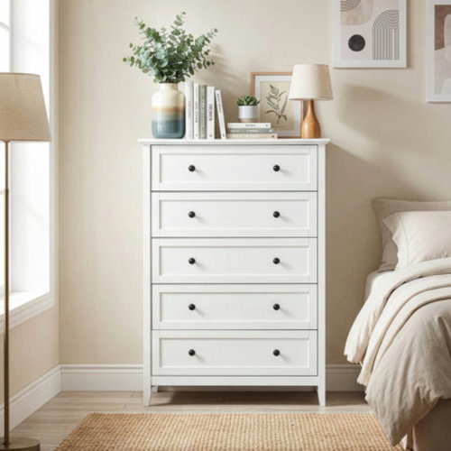Winston Porter 31.5 Inch Frame Construction Double Handle 5 Drawer Chest & Reviews | Wayfair