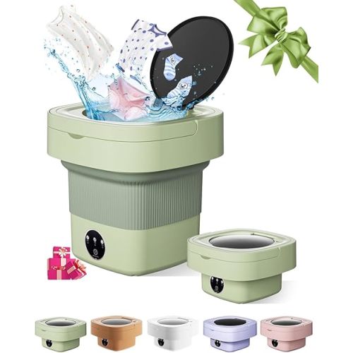 Portable Washing Machine, 9L Mini Laundry Washer with 3 Modes Cleaning for Underwear, Baby Clothes, Sock, Small Delicates. Foldable Washer and Dryer Combo for Apartment, Home, Hotel, Camping,RV(Green)
