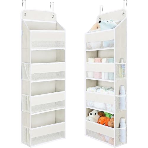 Yecaye 1 Pack Over the Door Organizer, 35.2lbs Load Toy Stuffed Animal Storage, Swing-proof Hanging Bathroom Organizers and Storage for Nursery Newborn Baby Essential Stuff Dorm Room Essentials