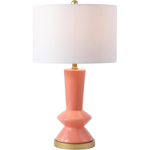 JONATHAN Y Ziggy 27" Modern Ceramic Metal Table Lamp, Coral/Gold Painting