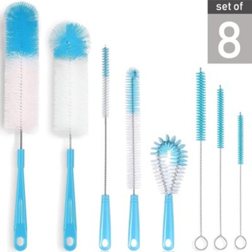 ZOUYUE 8-Pack Bottle Cleaning Brush Set - Long Handle Baby Bottle Cleaner for Washing Narrow Wine/Beer Bottle,Thermos,Hummingbird Feeder,Sports Well,Plus Kettle/ Straw Brush