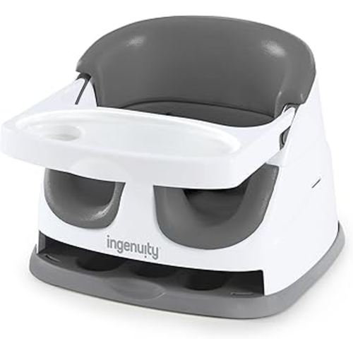 Ingenuity Baby Base 2-in-1 Booster Feeding and Floor Seat with Self-Storing Tray - Slate