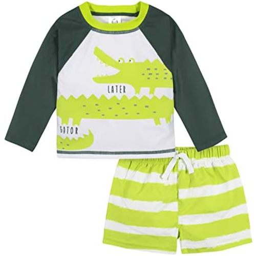 Gerber Baby Boys' Toddler Long Sleeved Rashguard Swim Bathing Suit Set