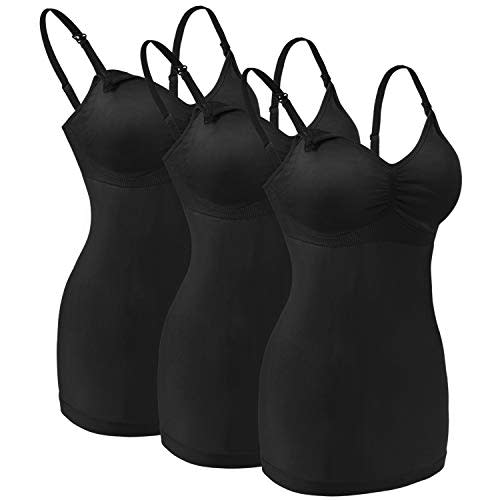 Angelhood Maternity Nursing Tank Tops for Breastfeeding,Womens Nursing Maternity Cami Built in Bra Sleep Bra