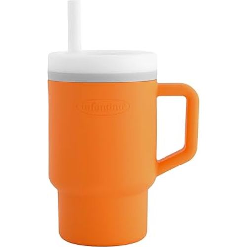 Infantino My 1st Tumbler, Silicone Sippy Cup with Straw & Handle, Spill-Resistant Baby Cup for On-the-Go, BPA-Free Transition Bottle, Creamsicle