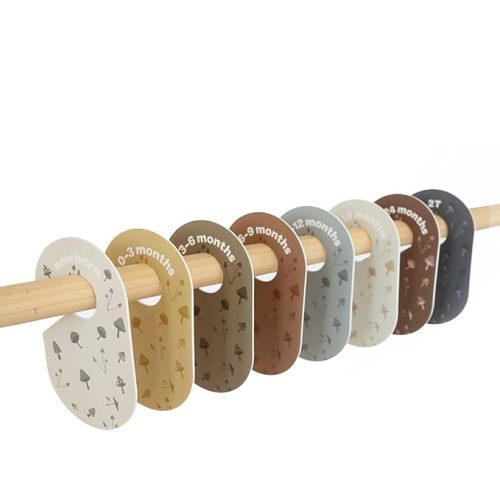 3 Sprouts Baby and Toddler Hanger Closet Dividers Set of 8 - Durable Nursery Closet Organizer for Baby Clothes by Size/Age for Infant to Toddler, Boy & Girl - Mushroom