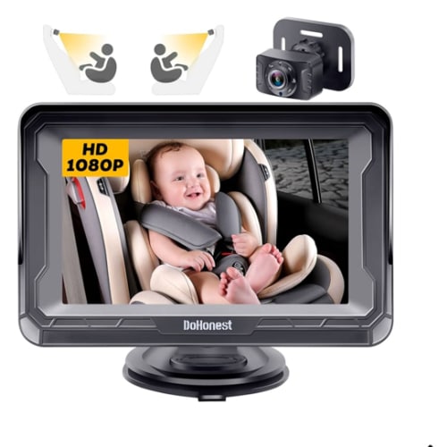 DoHonest Baby Car Camera HD 1080P - Rear-Facing Car Baby Monitor with Night Vision, Adjustable View Angle, Easy Setup, Anti-Glare Display, Safety for Kids & Infants