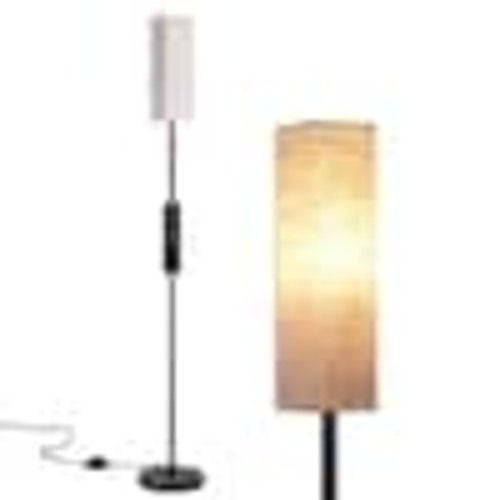 DEWENWILS 65 in. Modern Black 4-Light Smart Dimmable Swing Arm Floor Lamp for Living Room with Fabric Rectangular Shade HFLEC2B