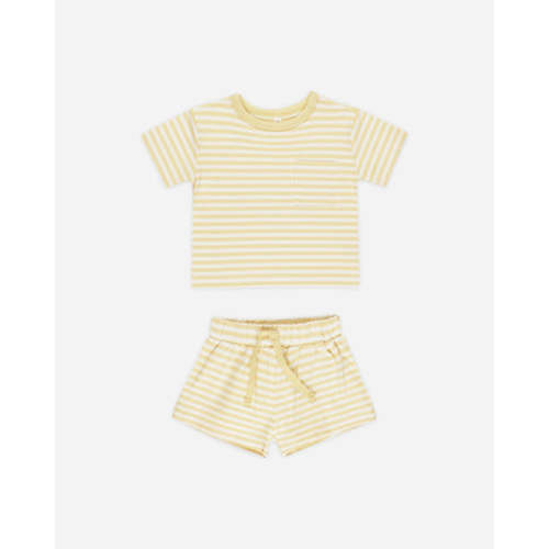 Pocket Tee + Short Set || Yellow Stripe