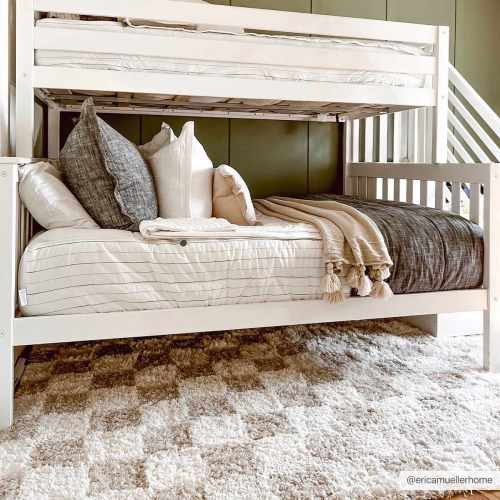 Atira Light Brown Checkered Area Rug | Checkered Shag Rug