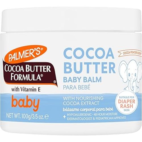 Palmer's Baby Balm, Cocoa Butter Formula Hydrating Baby Cream, 3.5 Oz, Nourishing Dry Skin, Eczema, Cradle Cap & Diaper Rash Cream, Hypoallergenic, 48Hr Moisture, Dermatologist Tested Essentials