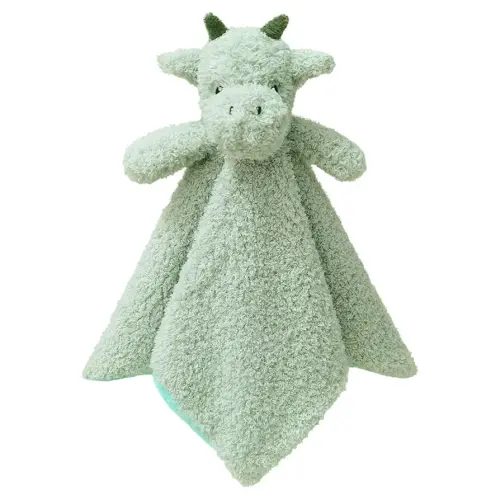 Baby Green Dragon Soft Stuffed Animal Security Blanket, Plush Dinosaur Character Lovey Blanket, Baby Shower/Nursery Gift, Newborn Infant Toddler Snuggle Blankie for Boys Girls, 14 Inches