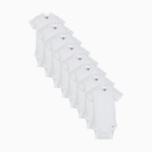 Gerber Short Sleeve Solid Onesies Bodysuits (8 Pack) - White, 3-6 M