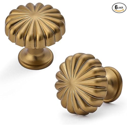 HARPOON Cabinet Knobs, 6 Pack Vintage Round Knob,Modern Pull Drawer Handle Wardrobe,Kitchen Bar Cabinet Hardware 1.1 inch 29mm Champagne Bronze
