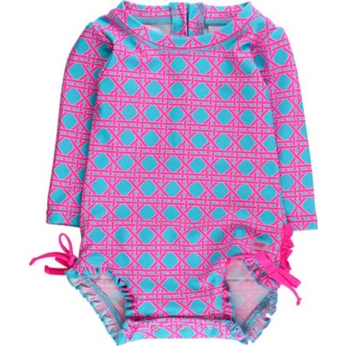 Baby Girls Long Sleeve UPF50+ One Piece Rash Guard, 0-3M