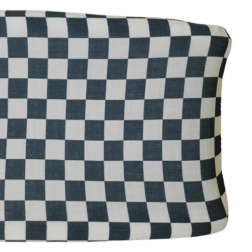 Mebie Baby Changing Pad, Charcoal Checkered, 100% Muslin Cotton Changing Table Pad Cover for Baby Boy and Girl, Designer Nursery Decor Covers, Diaper Changing Pad Cover for Changing Station