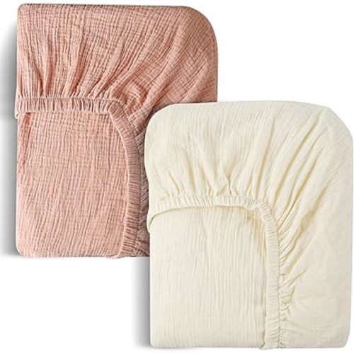 Muslin Cotton Crib Sheets 2 Pack 100% Cotton Unisex Sheet Fits Standard Crib Sheets and Toddler Sheets for Baby Girls Boys 28x52 Inch Soft Comfortable Breathable Crib Sheet Bohemian