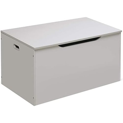 Badger Basket Kid's Flat Top Toy Box and Storage Bench Seat with Safety Hinges - White