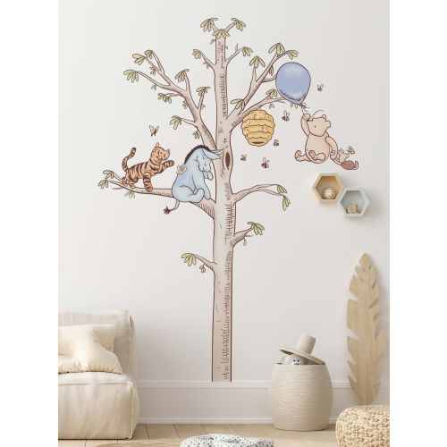 Pastel Color Classic Winnie the Pooh Wall Decal Tigger & Eeyore Tree Disney Wall Sticker Wall Art Wallpaper Baby Nursery Kids Room Decor