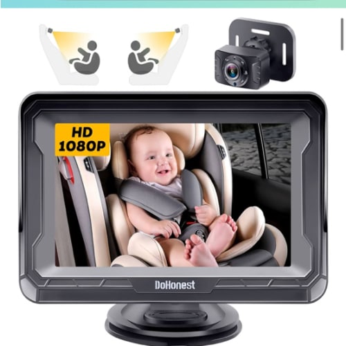 DoHonest Baby Car Camera HD 1080P - Rear-Facing Car Baby Monitor with Night Vision, Adjustable View Angle, Easy Setup, Anti-Glare Display, Safety for Kids & Infants