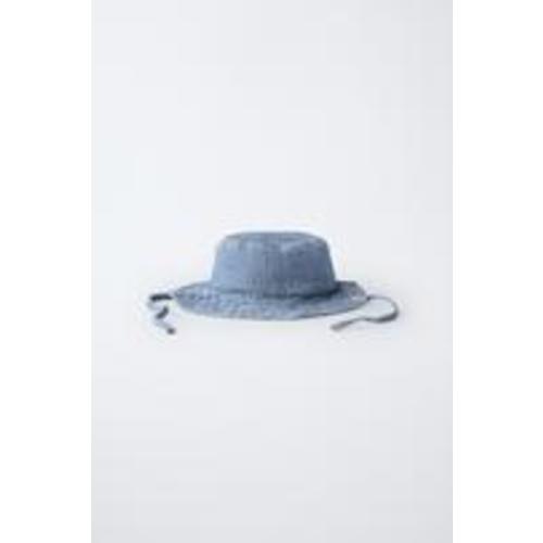 STRIPED TWILL BUCKET HAT - Blue | ZARA United States