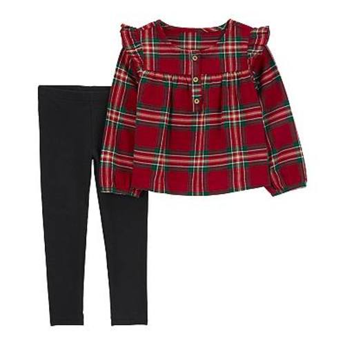 Baby Girl Carter's 2-Piece Holiday Flannel Top & Stretch Legging Set