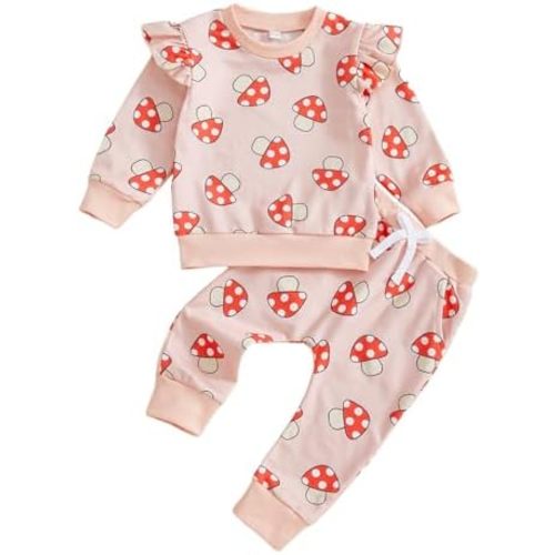 Toddler Baby Girl Fall Winter Outfit Butterfly/Strawberry Sweatshirt Pants Set Cute Clothes 3 6 9 12 18 Months 2T 3T