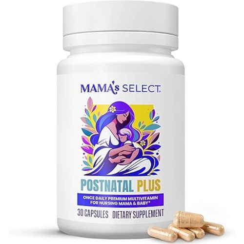 Mama's Select Postnatal Vitamins – Boosts Hair Recovery, Milk Supply, & Wellness – Allergen-Free, Vegan, MTHFR Friendly, Methylated Folate & B Vitamins, Easy-to-Swallow, No Biotin - 30 Capsules