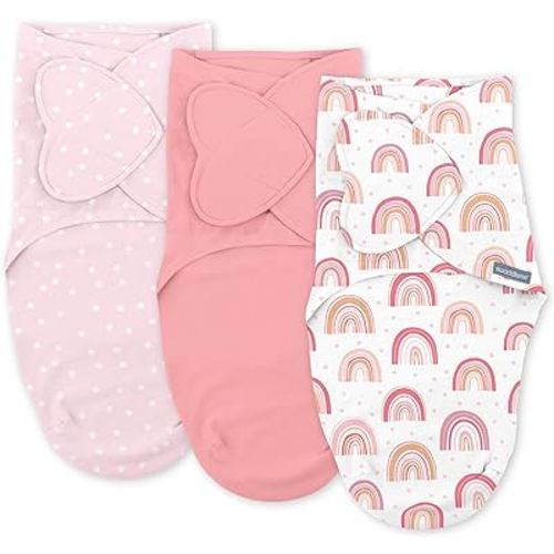 Ingenuity SwaddleMe Monogram Collection Swaddle, 3-Pack, for Ages 0-3 Months - Rainbow