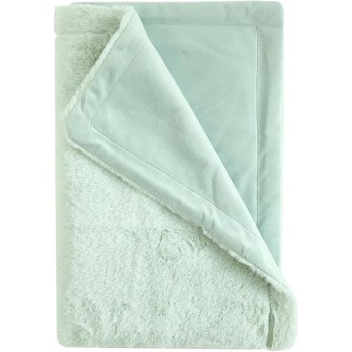 Reverse Backdye Faux Fur to Micromink Baby Blanket, Green – Soft Blanket for Bed, Cozy Couch, Black and Brown Throw Blanket, Plush and Comfortable.
