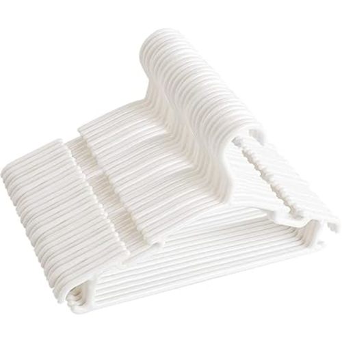 Kids Hangers 60 Pack White Plastic Baby Hangers, Toddler Hangers for Infant Child Clothing