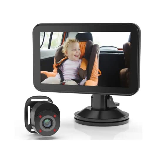 Rexing - BC500 In-Car Baby Cam with Monitor – HD 1080p & Infrared Night Vision - Black