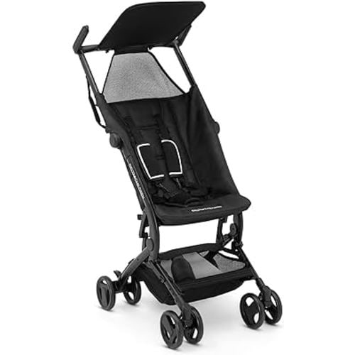 The Clutch Stroller by Delta Children - Lightweight Compact Folding Stroller - Fits Airplane Overhead Storage - Black