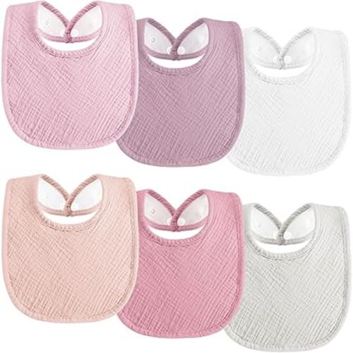 Muslin Baby Bibs 6-Pack Baby Drool Bandana Bibs for Baby Girls Boys Infant Newborn Toddler Drooling and Teething