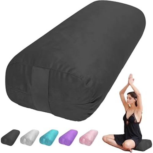 Yoga Bolster Pillow for Restorative & Yin Yoga - Meditation Pillow with Velvet Cover - Rectangular (2/2)