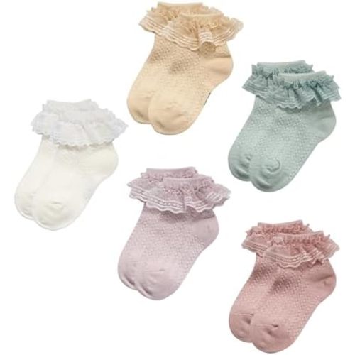Durio Baby Socks Girls Ruffle Socks Soft Toddler Girl Socks Cute Frilly Dress Lace Socks for Toddler Girls