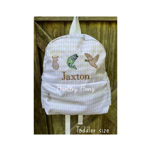 Custom Gingham Backpack Toddler Size Nylon bookbag. Small Monogrammed preschool bag. Personalized Diaper Bag. Baby Shower gift