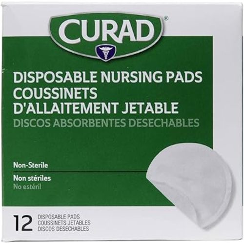 Curad Disposable Nursing Pads for Breastfeeding, Adhesive Strip, 12 per Box
