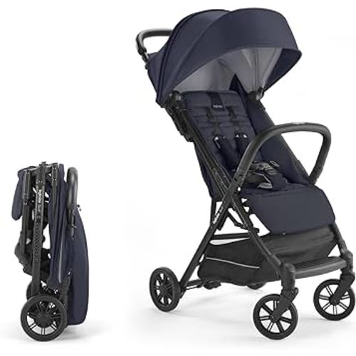 Inglesina Quid Stroller, Midnight Blue - Compact, Airplane Travel Stroller for Babies & Toddlers 3 Months to 50 lbs - Lightweight - Easy to Open - BPA Free