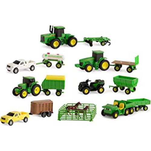 John Deere Tractor Toy and Truck Toy Value Set - 20 Farm Toys - Includes Tractors, Trucks, Fencing, and Horse Toy - Toddler Ages 5 Years and Up